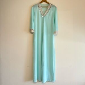 Vintage 70s pale turquoise sheer robe, Kayser, size L
